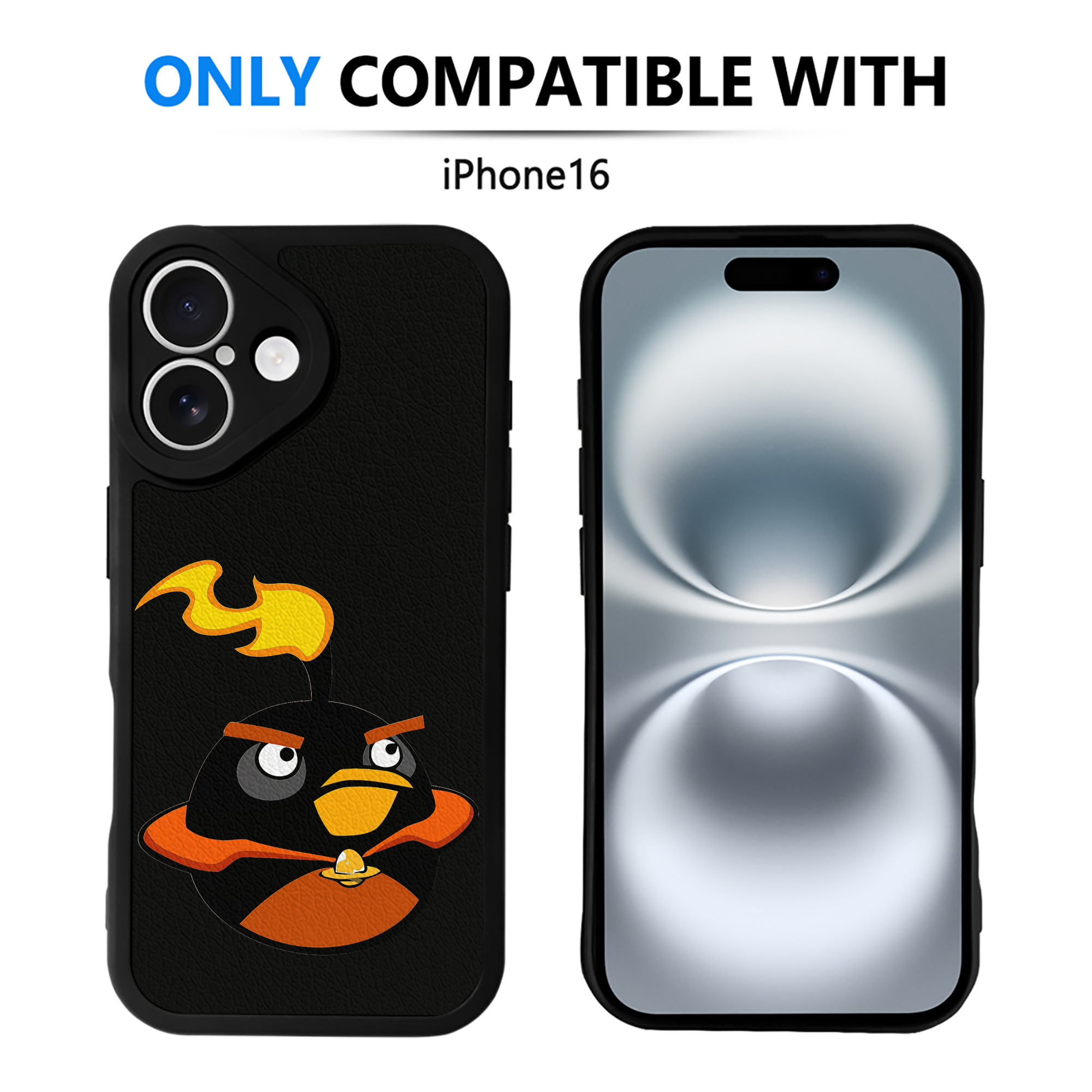 （画像用） Angry Birds アングリーバード 【iPhone 16シリーズ対応】シリコンスマホケース（レザー調） 材質：シリコン